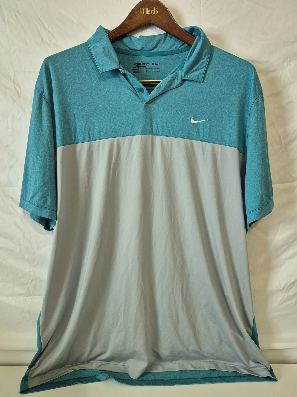 Nike Men’s Teal and Light Gray Colorblock Polo